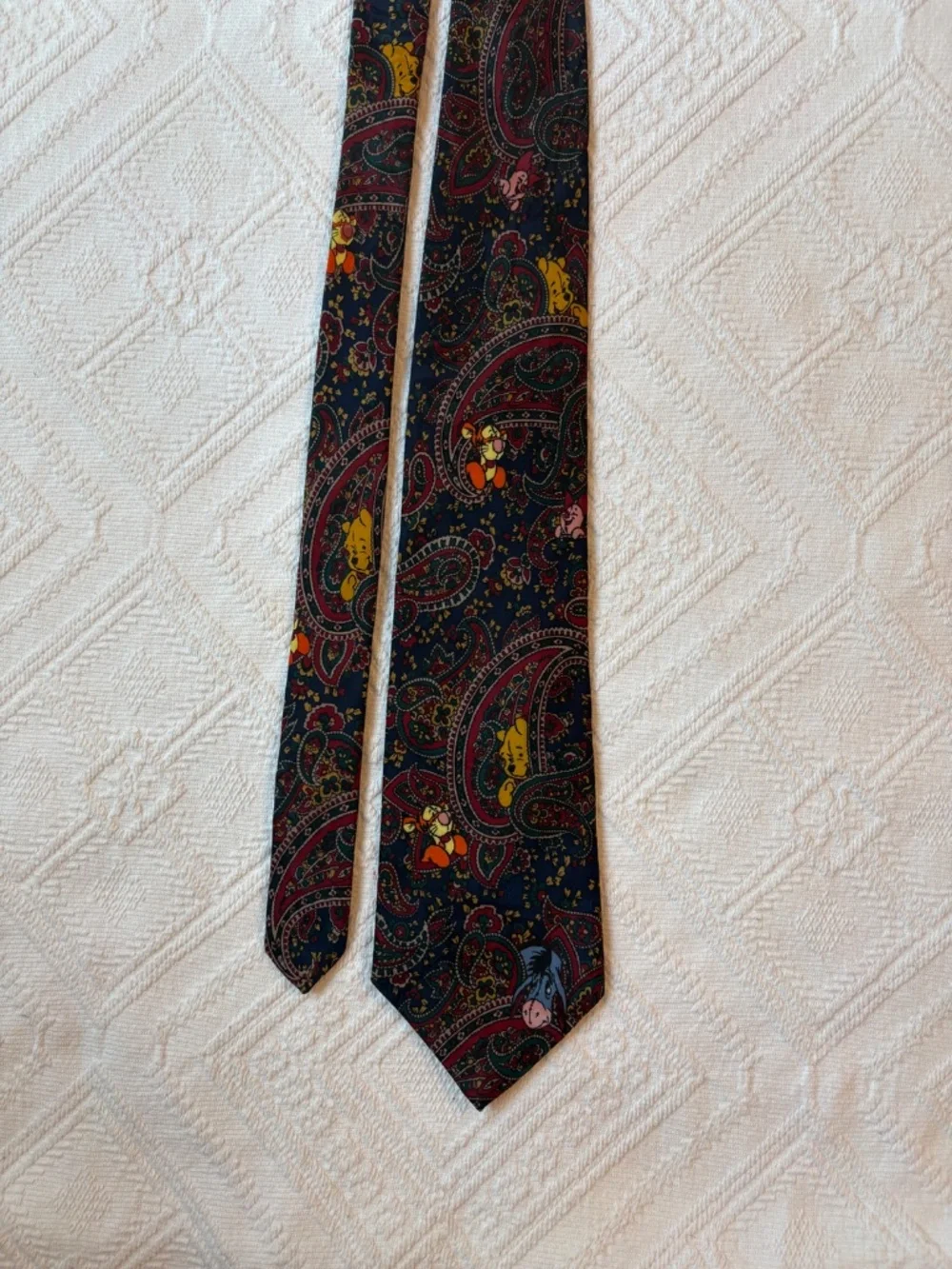 Vintage Disney Winnie the Pooh Paisley Necktie Character Tie Blue Red